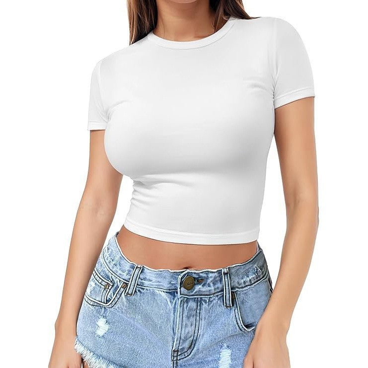 Womens Midriff-baring T-Shirt, Sassy Summer Pullover Top