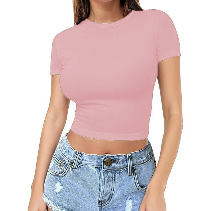Womens Midriff-baring T-Shirt, Sassy Summer Pullover Top
