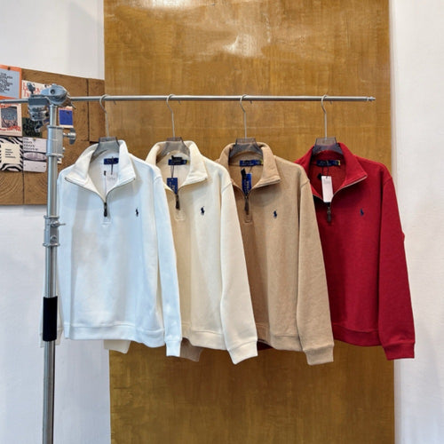 Cotton Retro Style Half-zip Sweater Long-sleeved Sweatshirt Men's Po